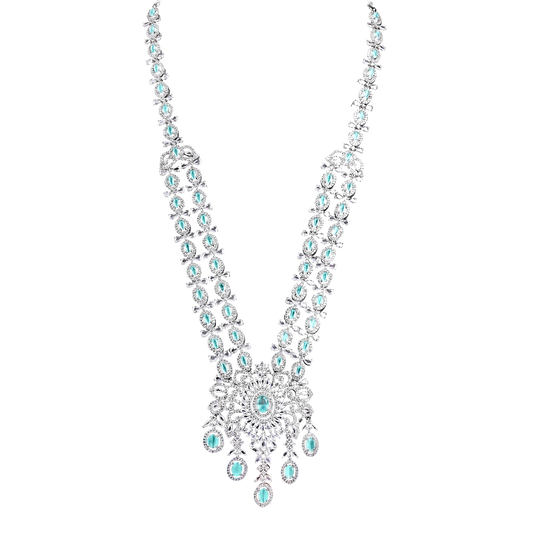 A.D. Set with White Zircon and Mint Stone
