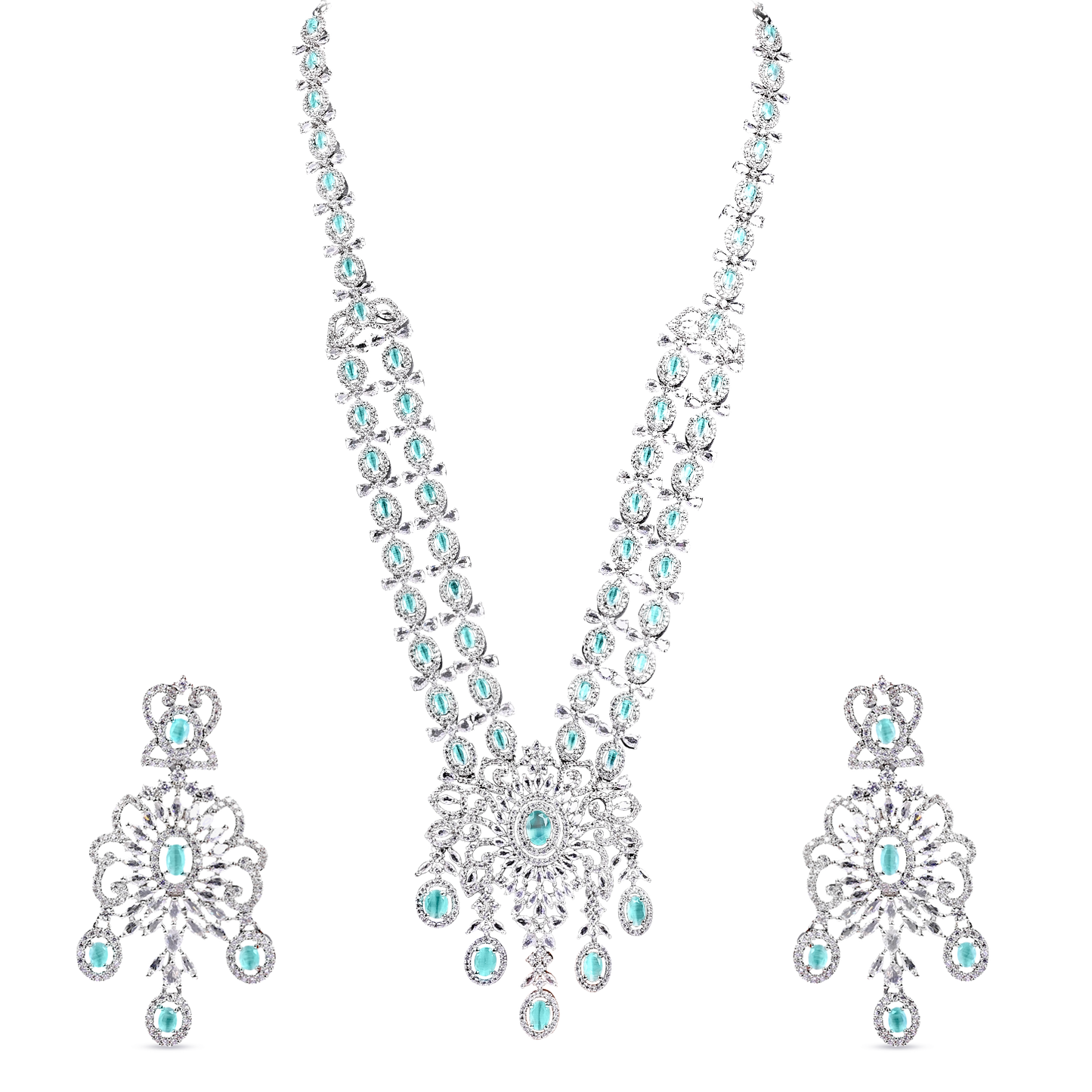A.D. Set with White Zircon and Mint Stone