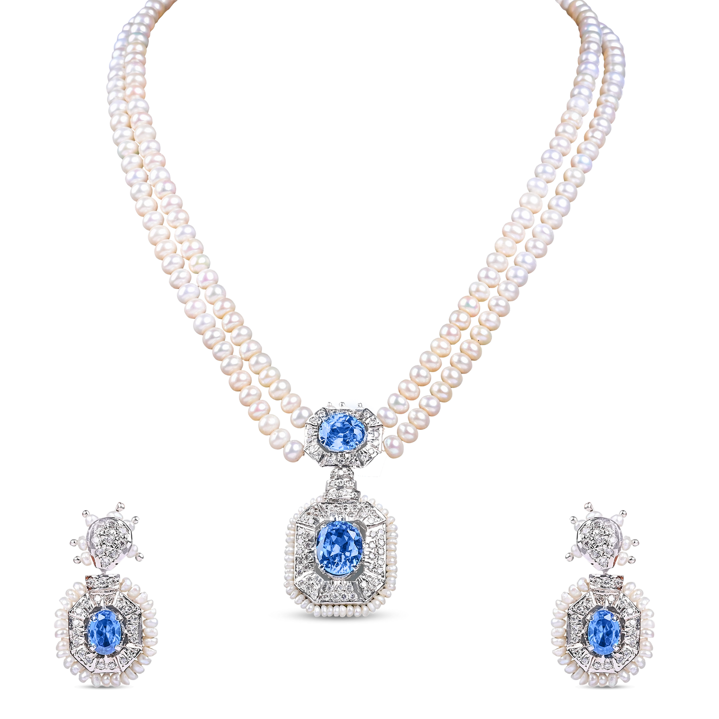 Freshwater Pearl Set with Firoza Color Stone