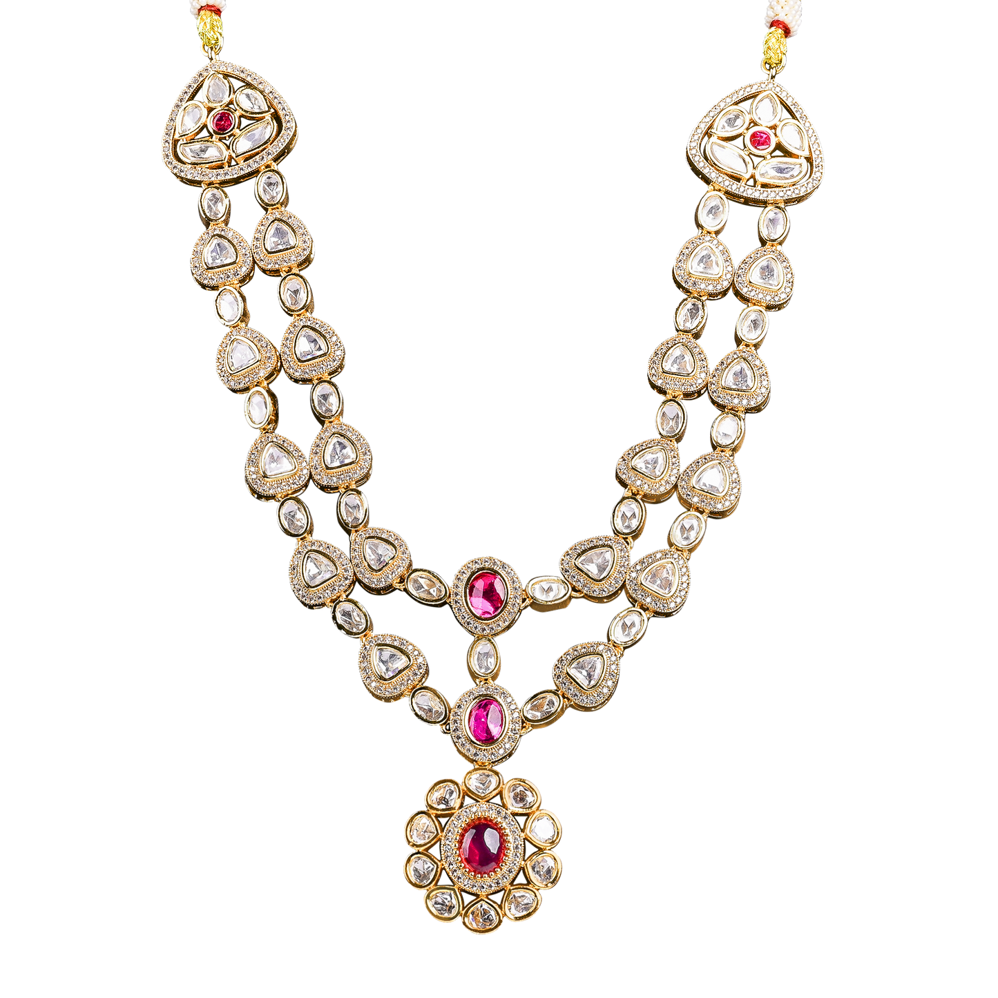 Moissanite Stone Set with Ruby Red Stones