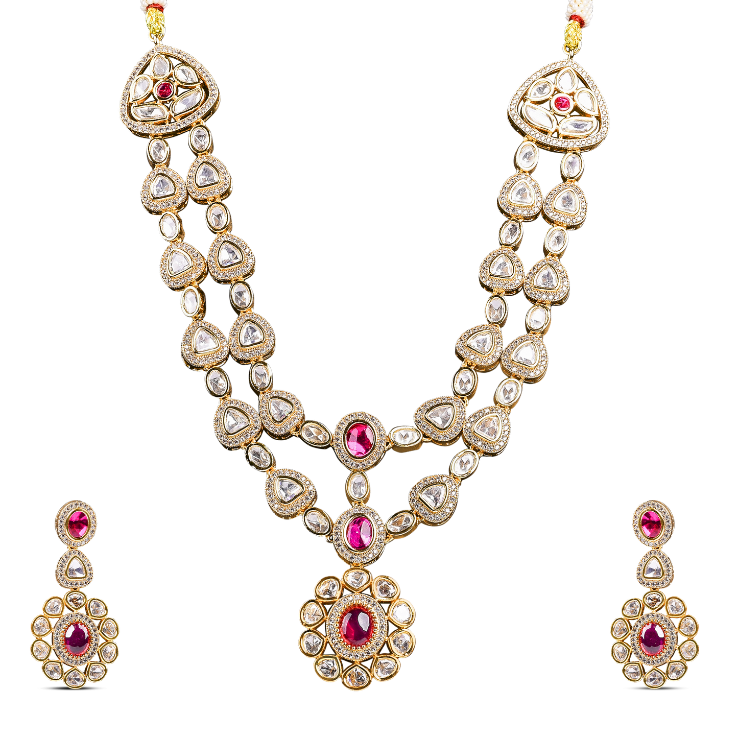 Moissanite Stone Set with Ruby Red Stones