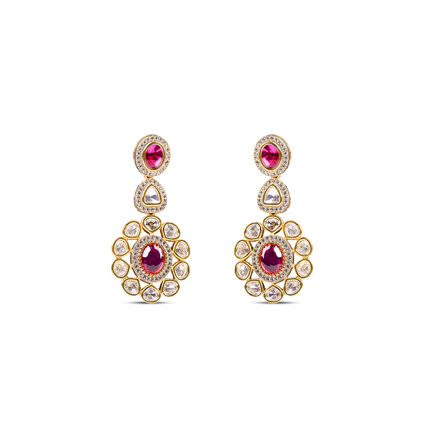 Moissanite Stone Set with Ruby Red Stones