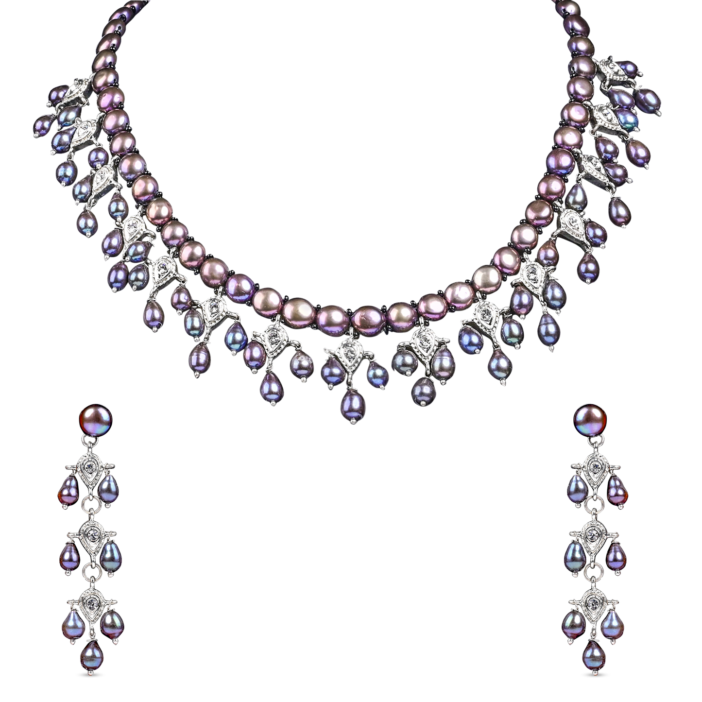Freshwater Pearl Set Black Pearl
