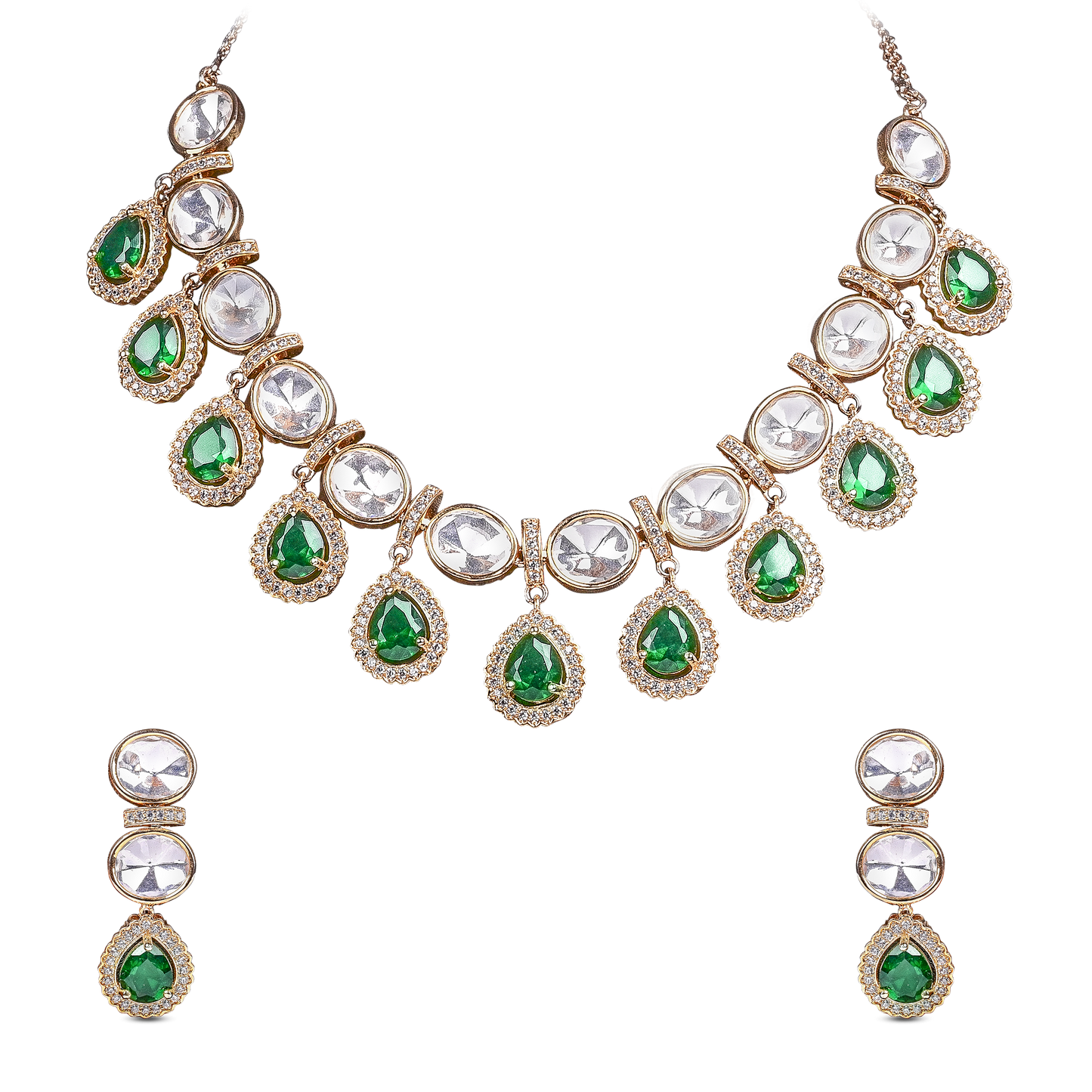 Moissanite Stone Set with Emerald Green Color