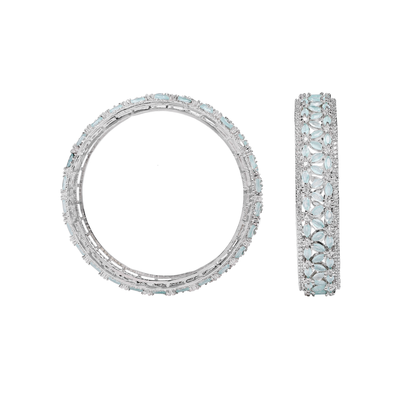 A.D. Bangles with White Firoza Color Stones