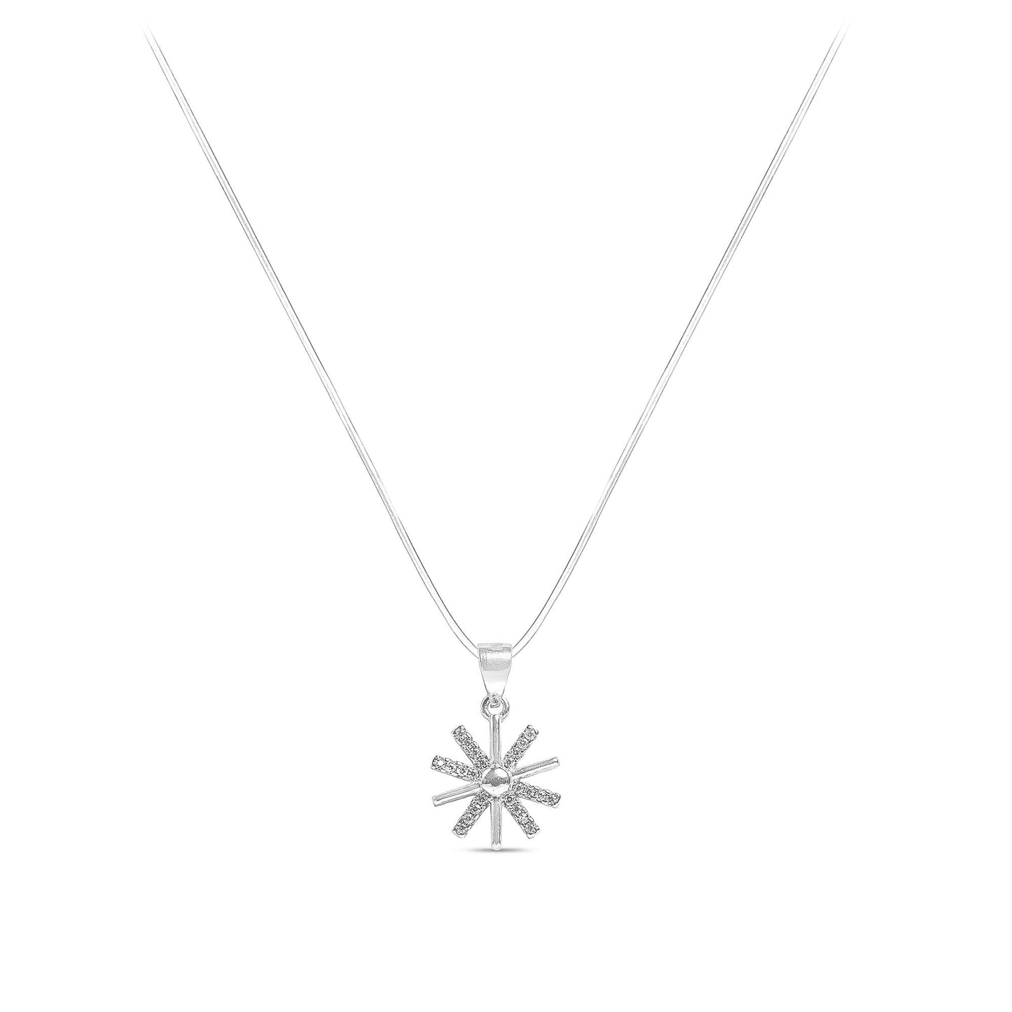 Snowflake Silver Pendant Set with Chain
