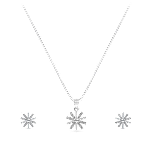 Snowflake Silver Pendant Set with Chain