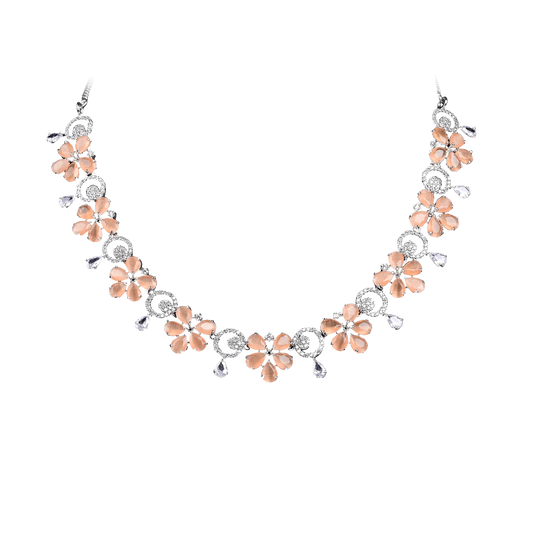 A.D. Set with White Zircon and Peach Color Stone Setting Set