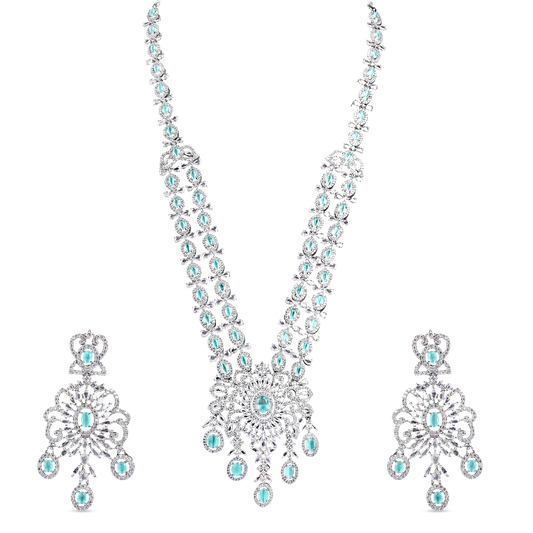 A.D. Set with White Zircon and Mint Stone