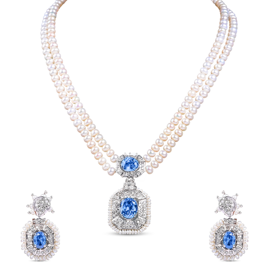 Freshwater Pearl Set with Firoza Color Stone