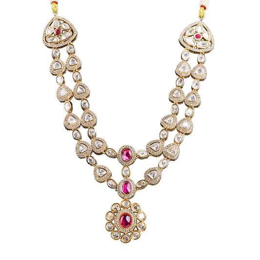 Moissanite Stone Set with Ruby Red Stones