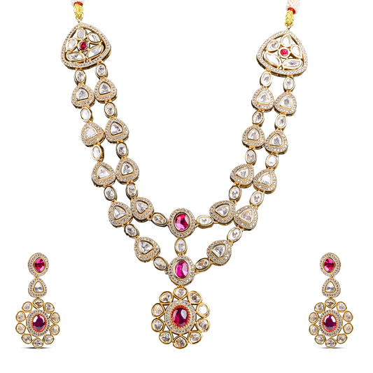 Moissanite Stone Set with Ruby Red Stones