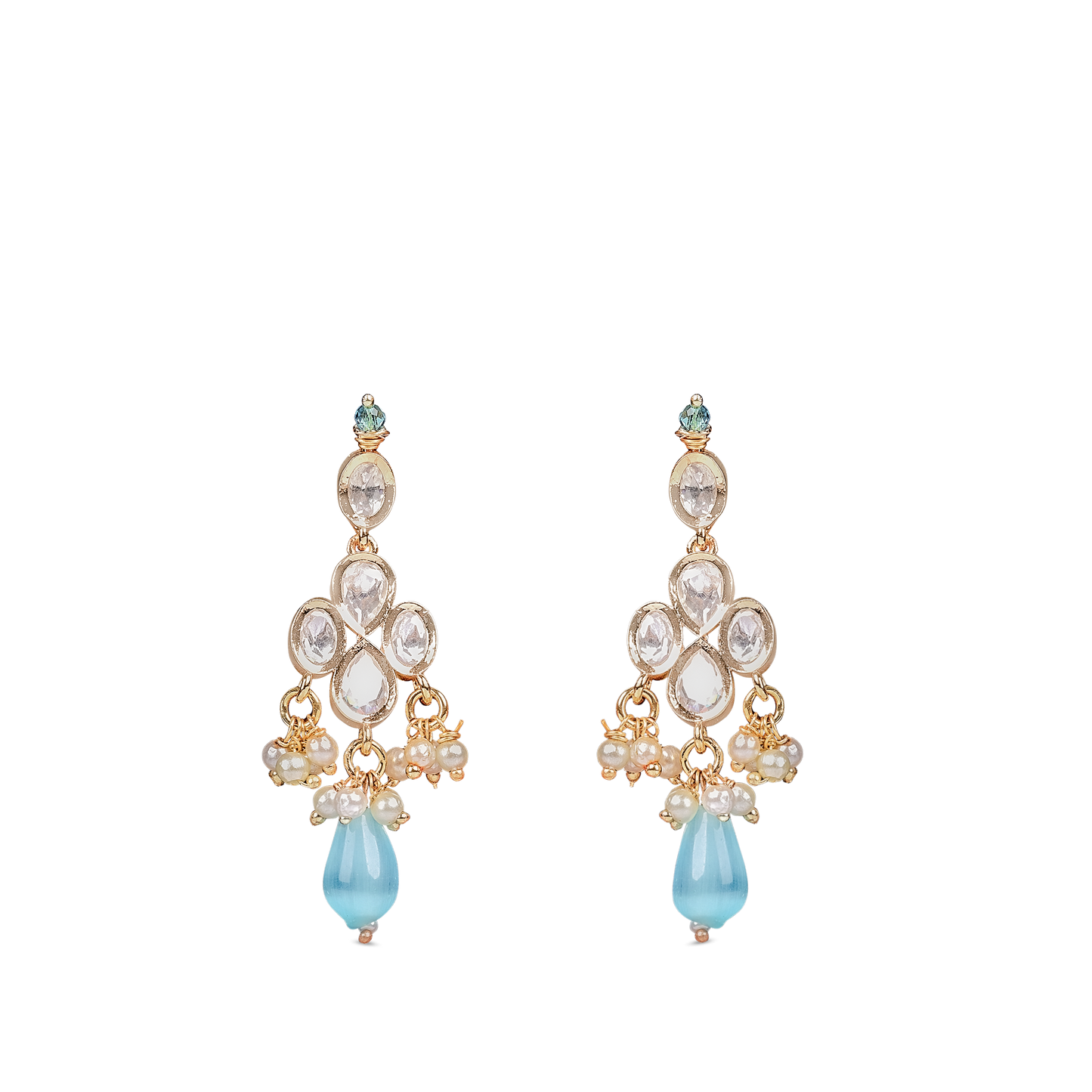 Moissanite Stone Set with Firoza Color Drops