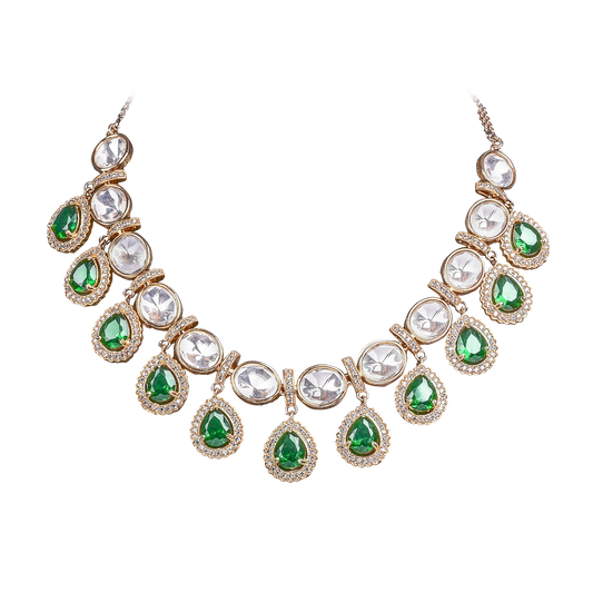 Moissanite Stone Set with Emerald Green Color