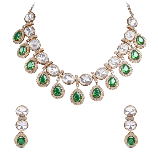 Moissanite Stone Set with Emerald Green Color
