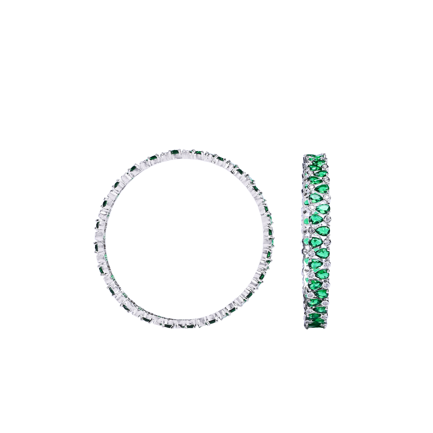 A.D. Bangles with White and Green Stones