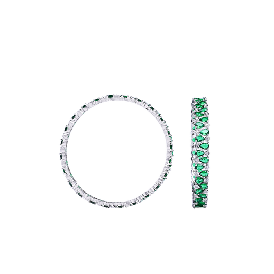 A.D. Bangles with White and Green Stones