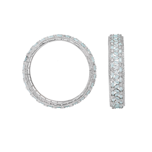 A.D. Bangles with White Firoza Color Stones